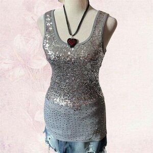 Vintage Sugar & Spice Grey and Silver Sequin Tank